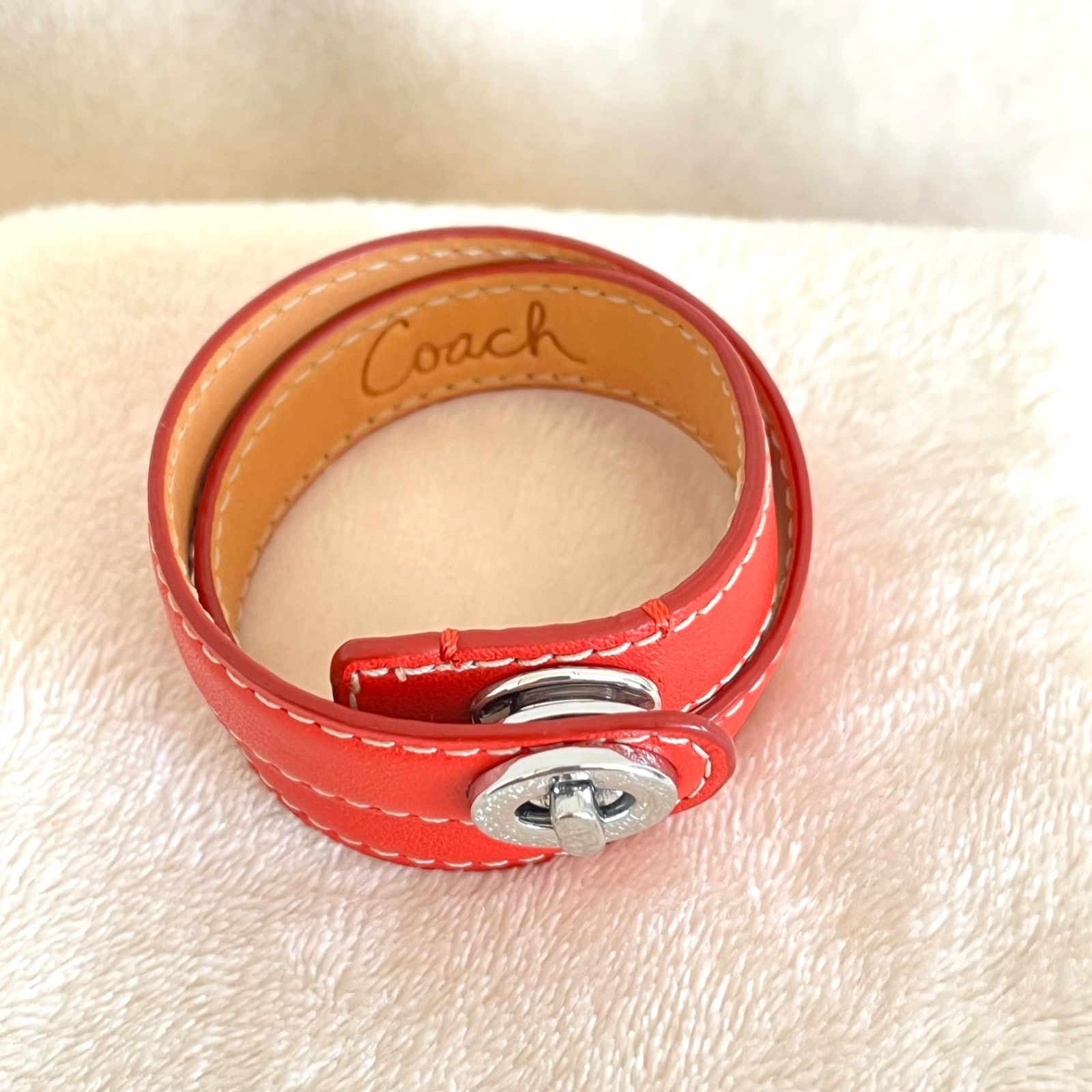COACH コーチ レザー ダブル ブレスレット バングル リストバンド 