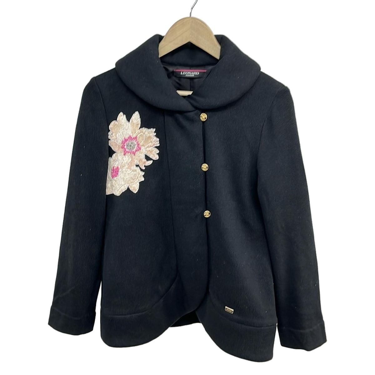 LEONARD(レオナール) コート サイズ40 M レディース - 黒×アイボリー