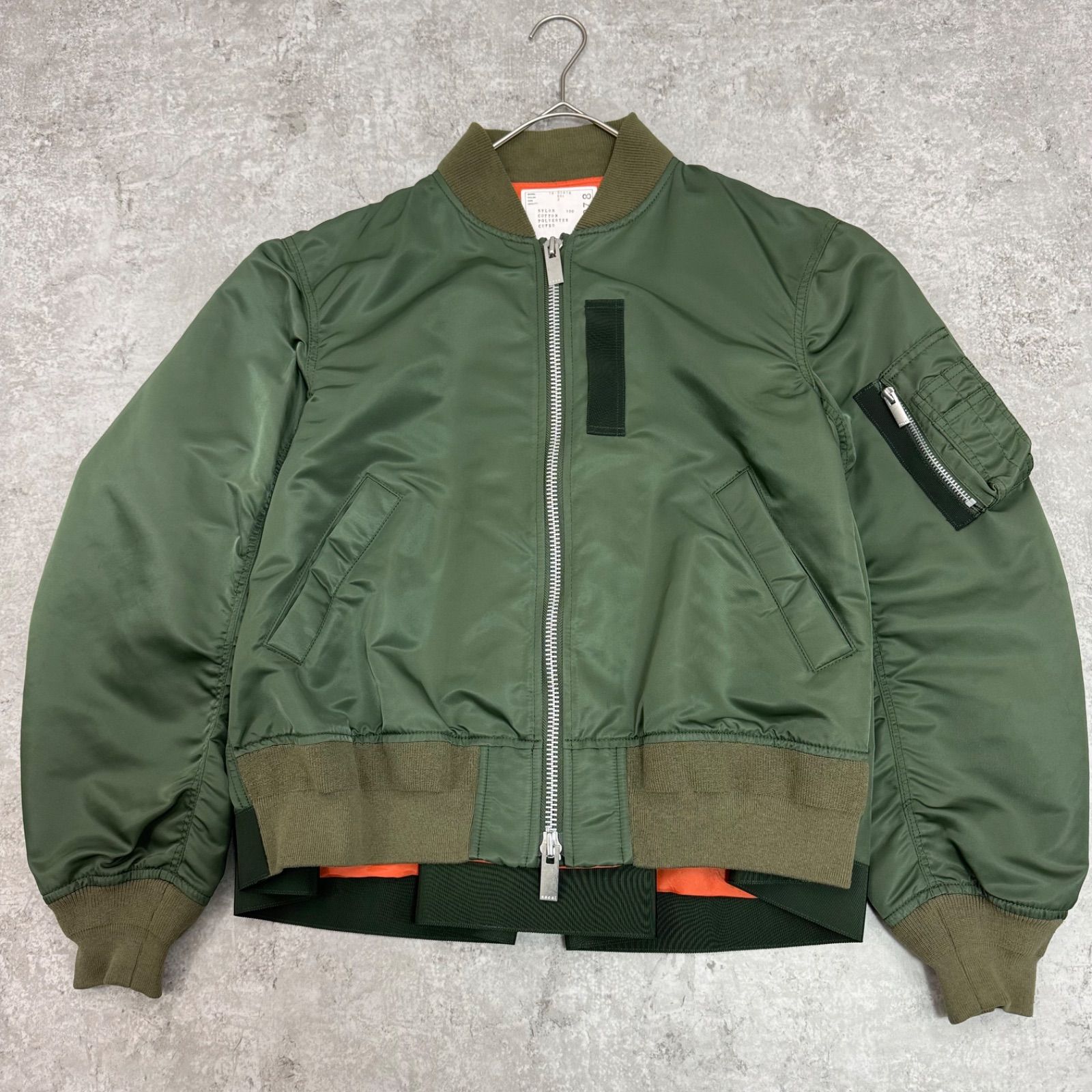 美品】sacai サカイ MA-1 バックフレア バックプリーツ ボンバー 