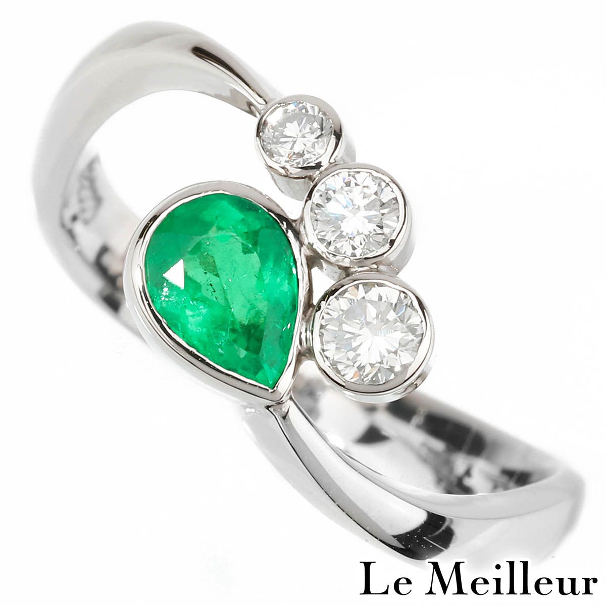 エメラルド 0.43ct ダイヤモンド 0.25ct プラチナ Pt900 リング SI 