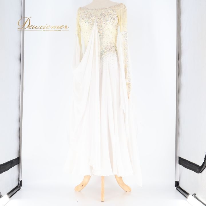 白樺ドレス　ラテンドレス　白　ホワイト 社交ダンス 衣装 白樺ドレス スタンダードドレス ワンピース ドレス