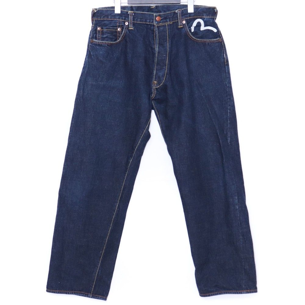 EVISU 忍耐プリント カモメ刺繍 デニムパンツ サイズ34 インディゴ
