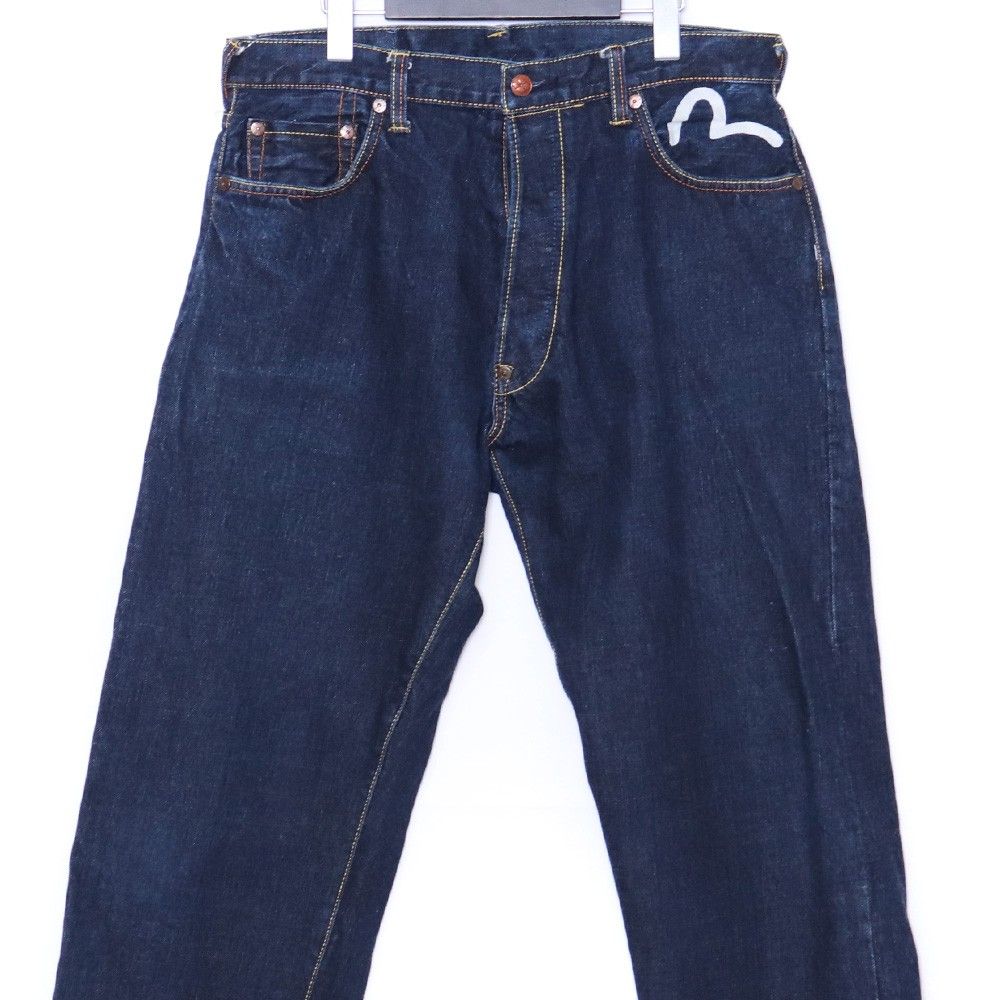 evisu デニム　刺繍　34 EVISU 忍耐プリント カモメ刺繍 デニムパンツ サイズ34 インディゴ