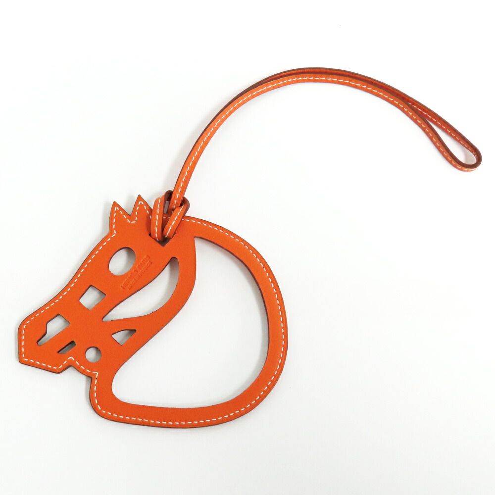 名古屋】エルメス パドックチャーム シュヴァル レザー オレンジ 馬