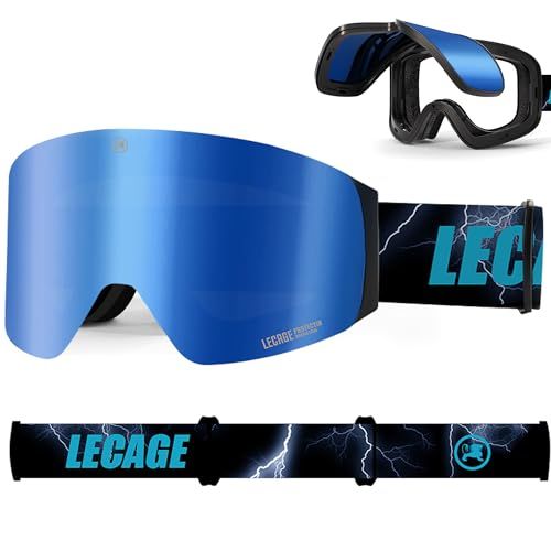 LECAGE] フリップ式 スノボ ゴーグル 防曇 UVカット くもり止め 軽量と