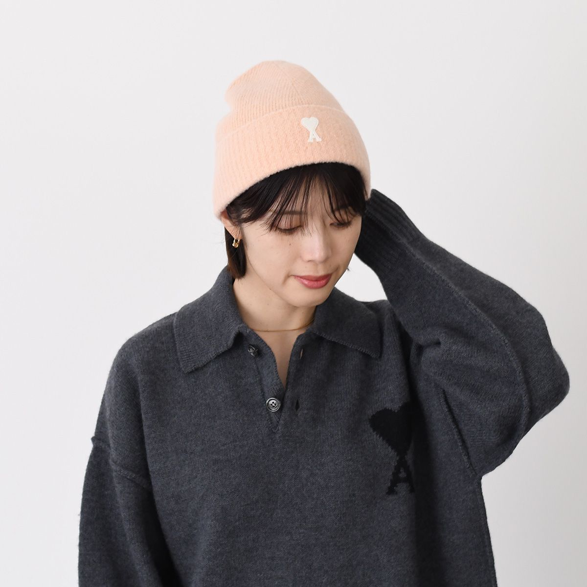 amiparis ビーニー ニット帽 アルパカ 男女兼用 ピンク 【公式通販】