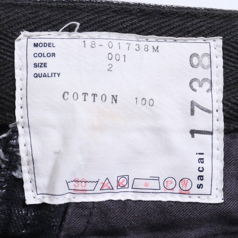 SACAI DAMAGE DENIM PANTS サイズ2 ブラック 18-01738M - メルカリ