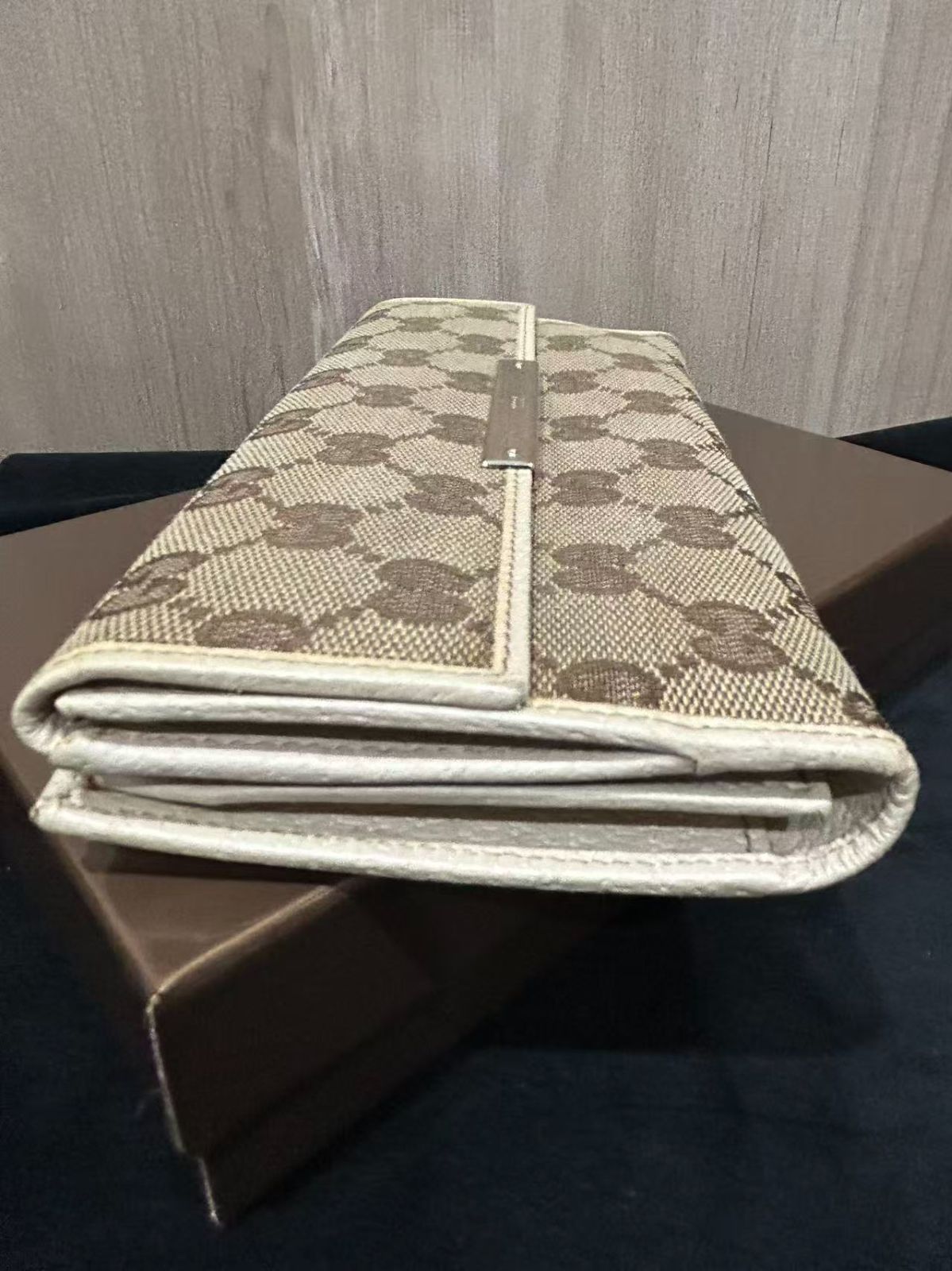 グッチ□Wホック 二つ折り長財布 GGキャンバス ロング ウォレット