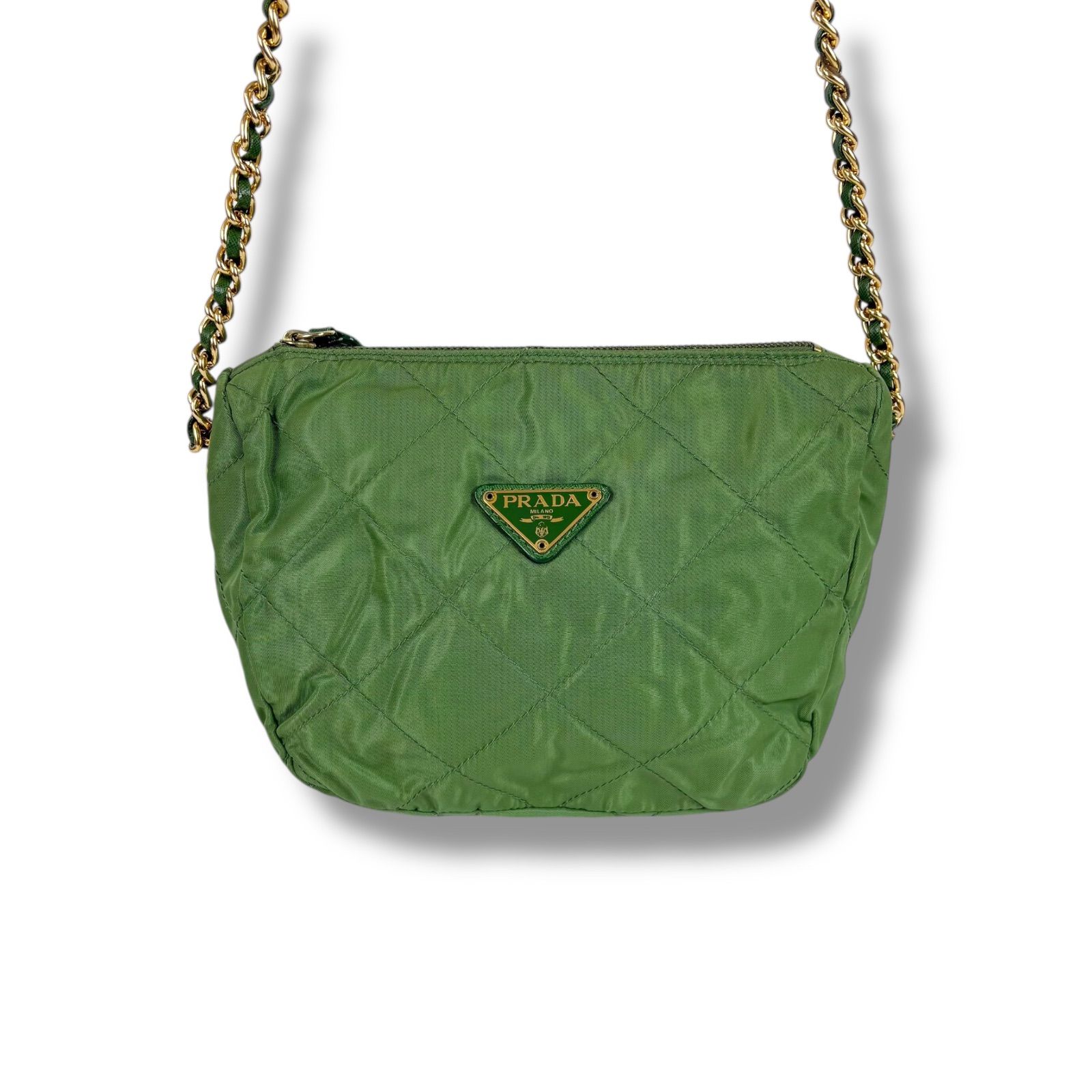 プラダ PRADA キルティング チェーンショルダーバッグ トライアングル 