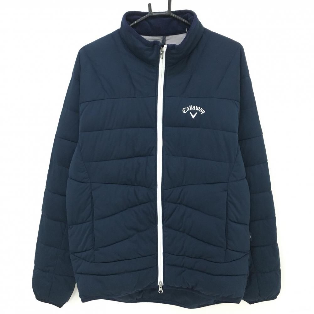 キャロウェイ 中綿ジャケット ネイビー×白 ロゴプリント メンズ LL