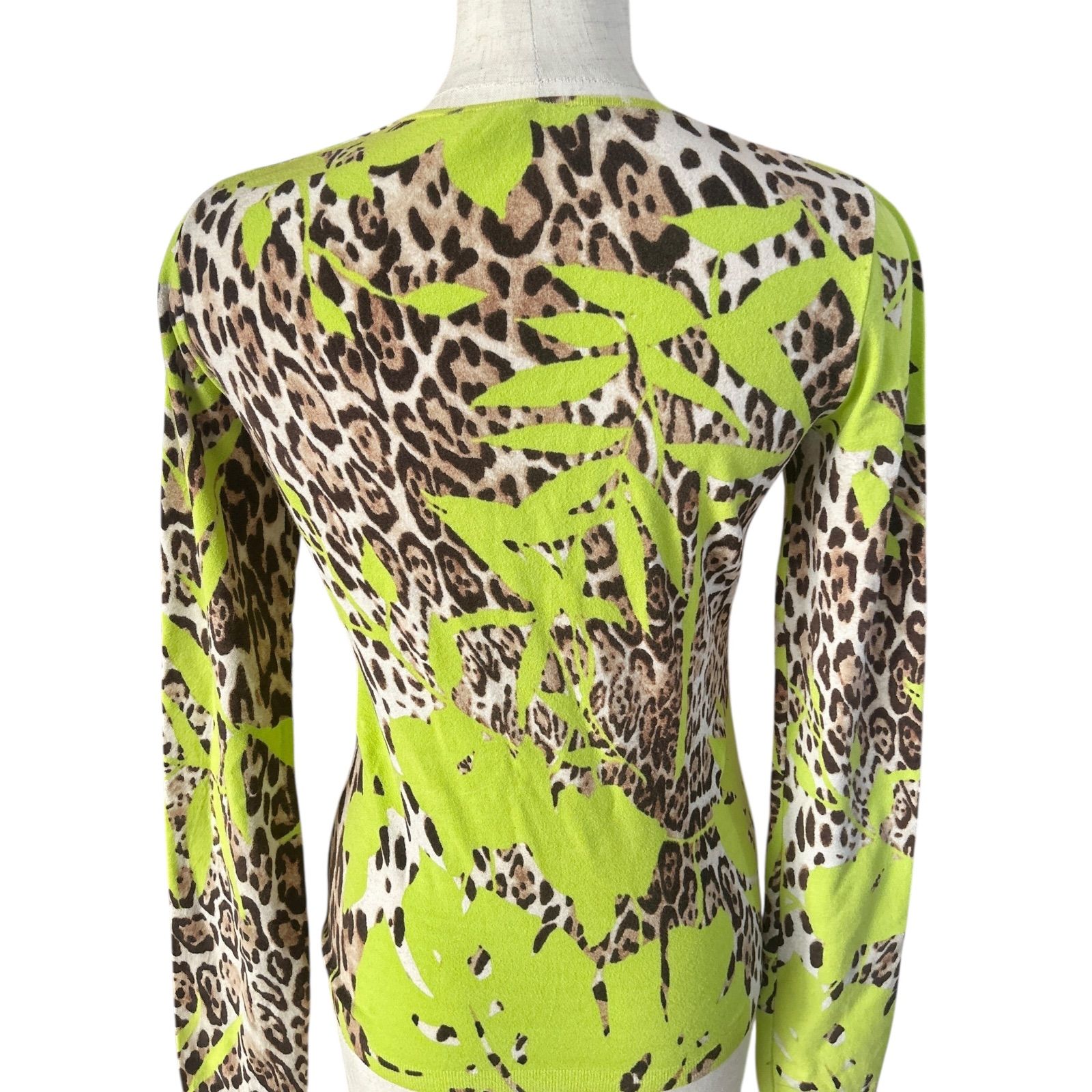 Blumarine ブルマリン カーディガン レオパード柄×グリーン 美品