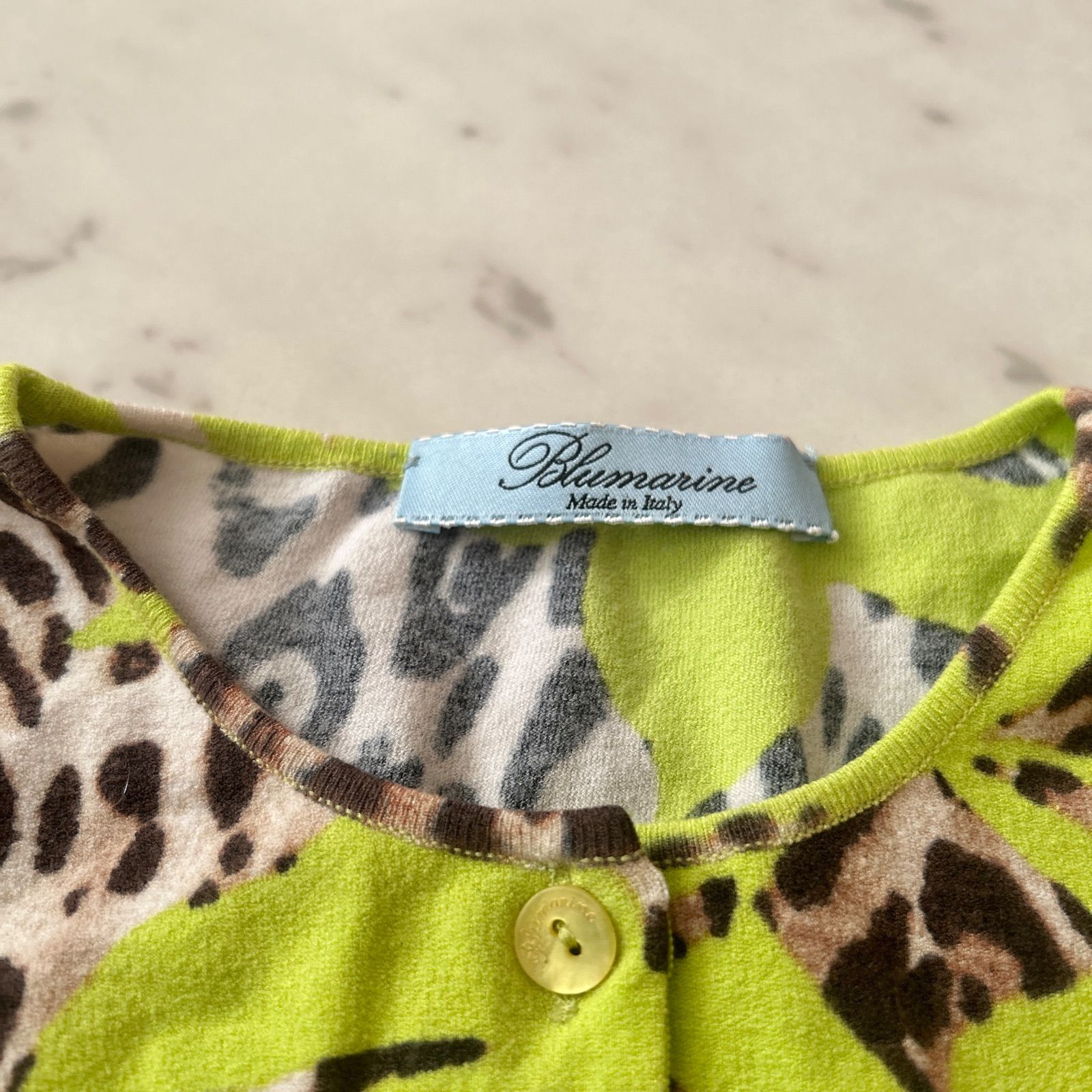 Blumarine ブルマリン カーディガン レオパード柄×グリーン 美品