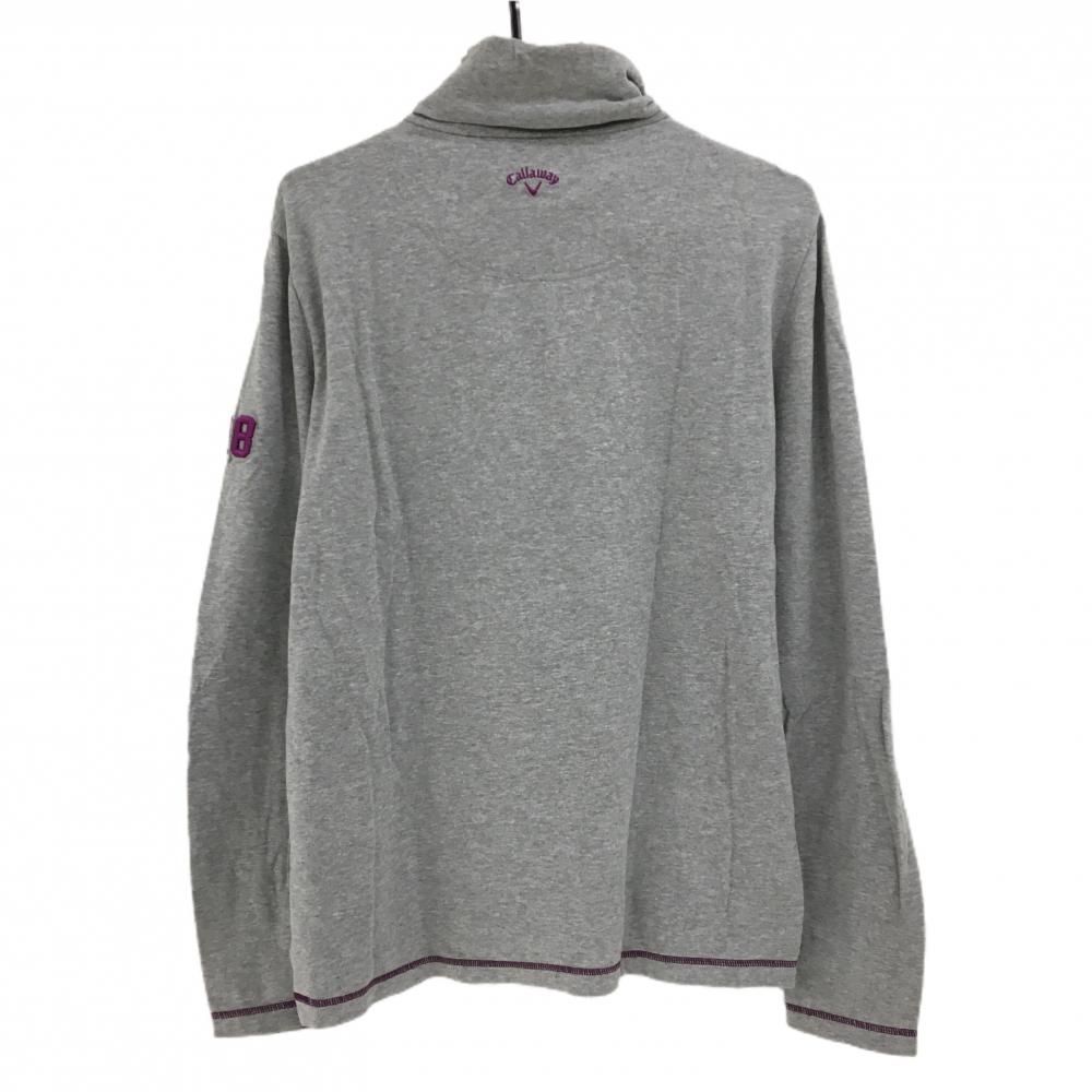 美品】キャロウェイ 異素材タートルネックセーター グレー×グリーン系