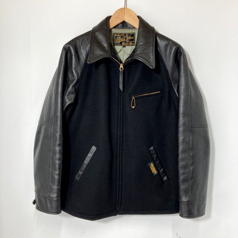 CALEE キャリー レザー切替スポーツジャケット スタジャン 革ジャン