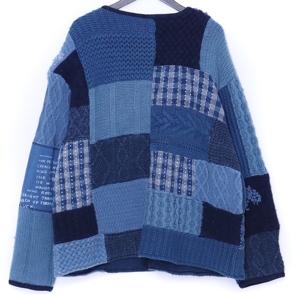 PORTER CLASSIC パッチワークニットカーディガン サイズ3 ブルー PC