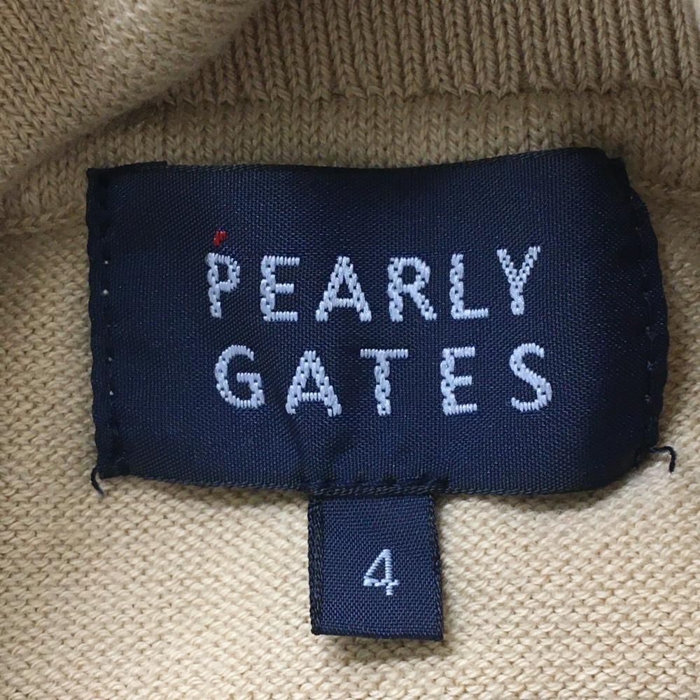 パーリーゲイツ タートルネックセーター ベージュ×黒 サイド・袖ロゴ