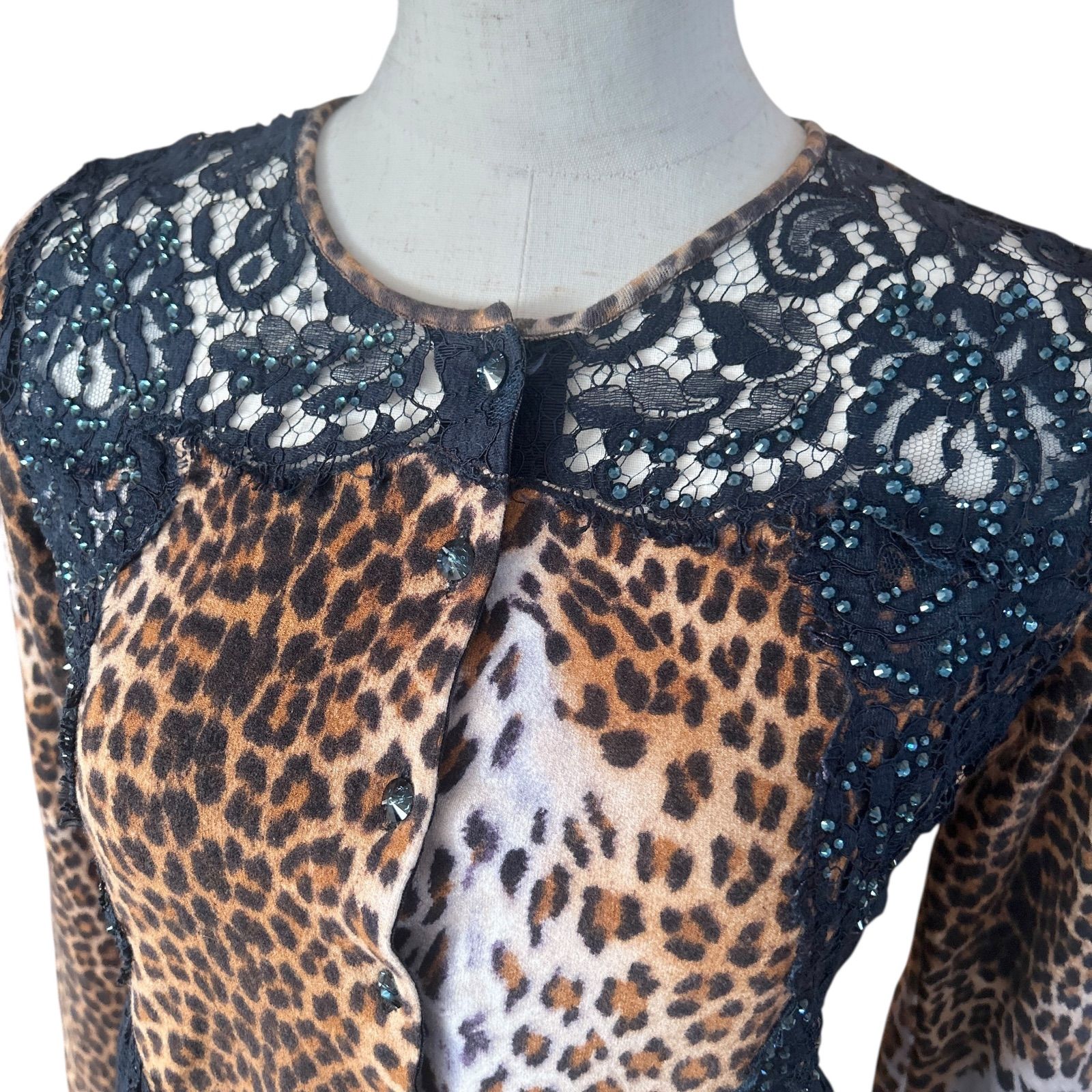 Blumarine ブルマリン レオパード柄 カーディガン 38 レース 美品