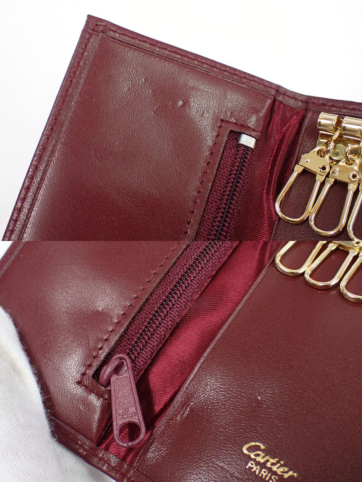 △Cartier カルティエ マストライン レザー 6連 キーケース△ボルドー