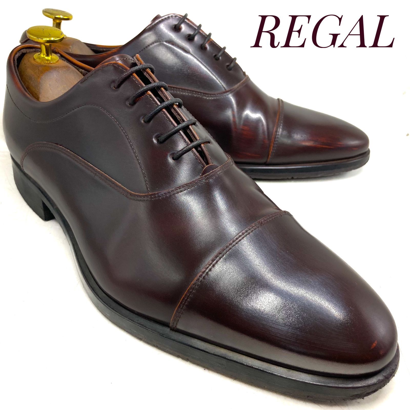 REGAL リーガル 内羽根式ストレートチップ W38 茶 ブラウン 24.5cm