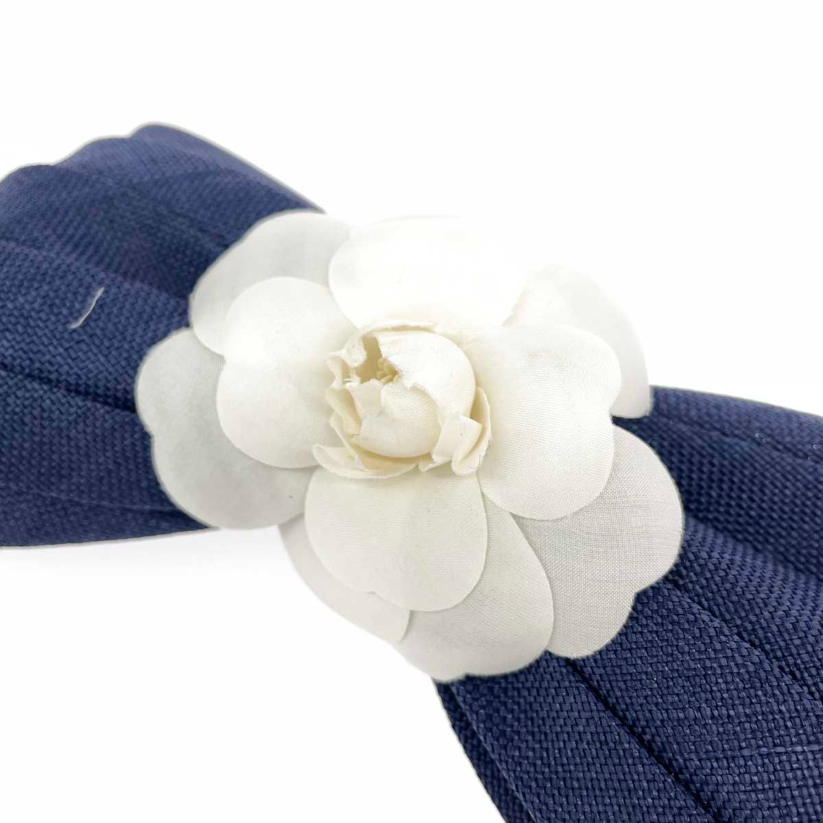 CHANEL シャネル バレッタ カメリアリボン/コメ有 ネイビー レディース