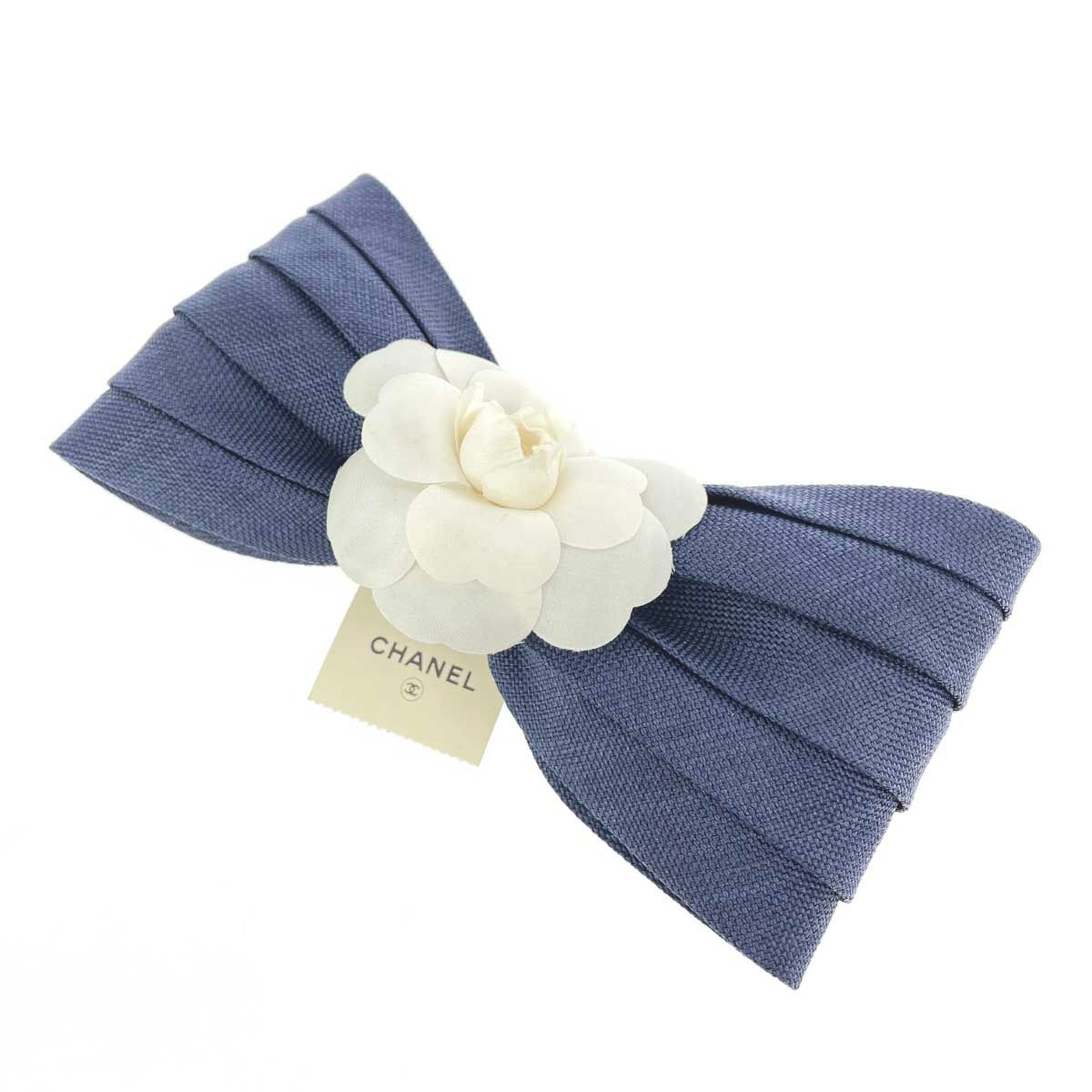 シャネル カメリア リボン バレッタ ヘアアクセサリー ネイビー ホワイト 箱 シャネル カメリア リボン バレッタ ヘアアクセサリー ネイビー