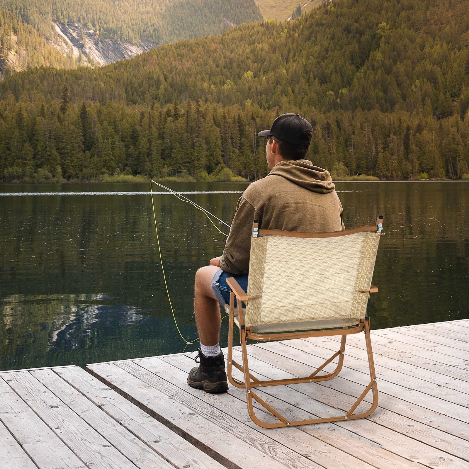 ビーチフレーム　アウトドアチェア　2脚セット　未使用品 新品 GYMAX キャンプチェア 折りたたみ 2脚セット ビーチチェア