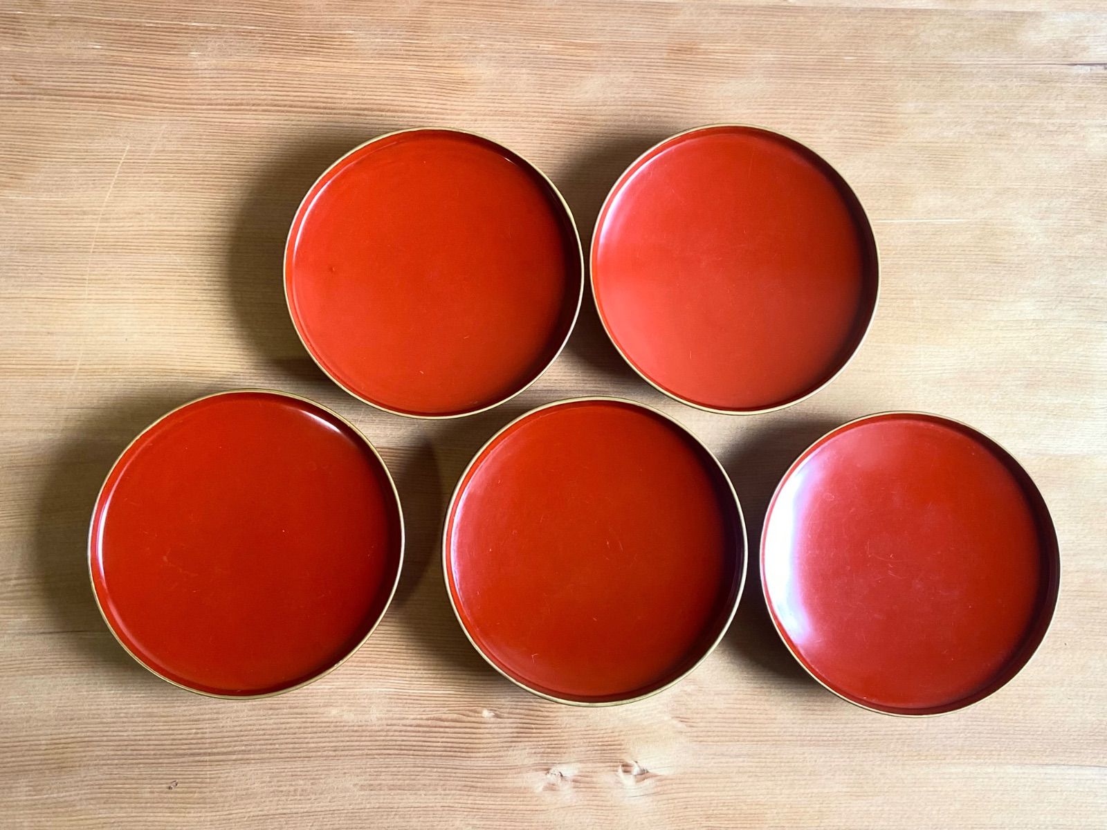 能登蔵出し 輪島塗 朱漆 縁金 平椀 5客 / 漆器椀 懐石椀 煮物椀 - メルカリ