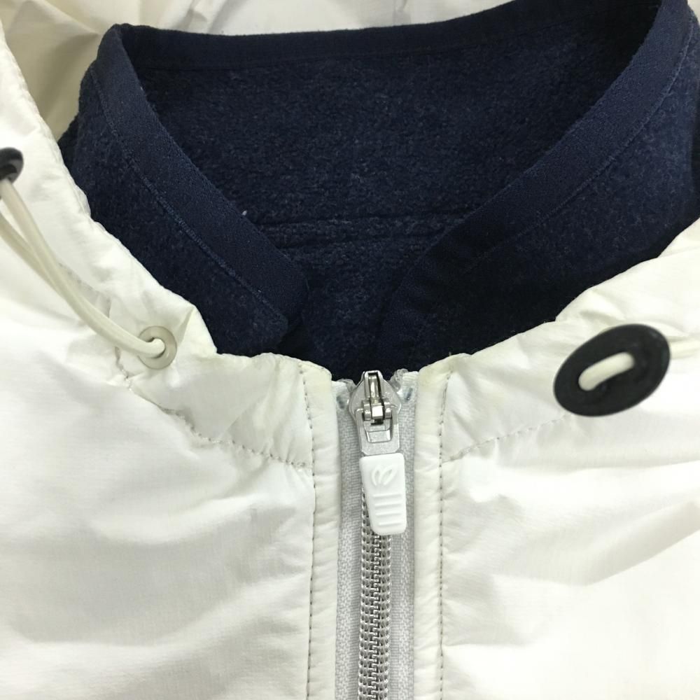 マスターバニー フード付中綿ブルゾン 白×グレー ハーフジップ 蓄熱