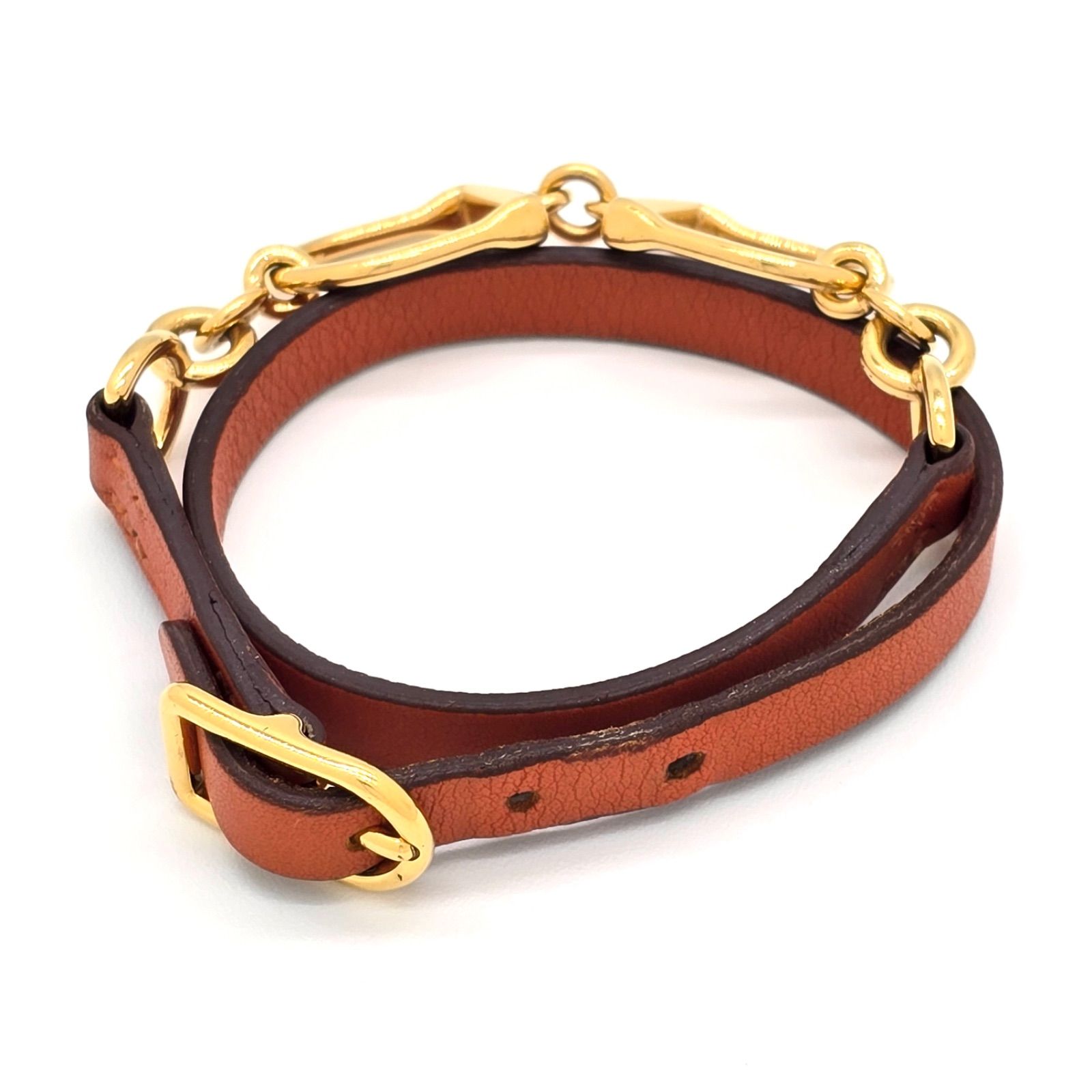 HERMES エルメス レザーブレスレット エトリエ ドゥブルトゥール 2重