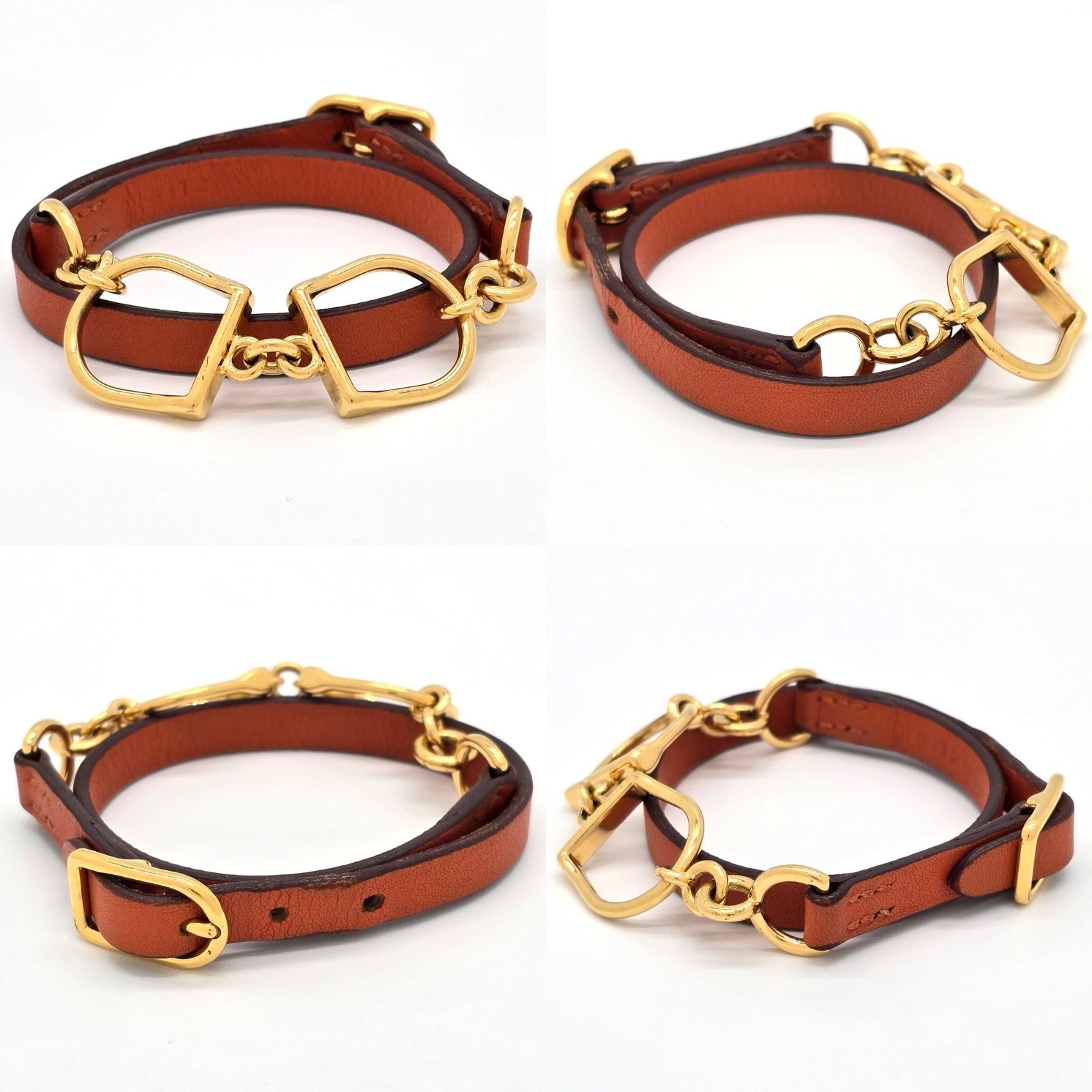 HERMES エルメス レザーブレスレット エトリエ ドゥブルトゥール 2重 