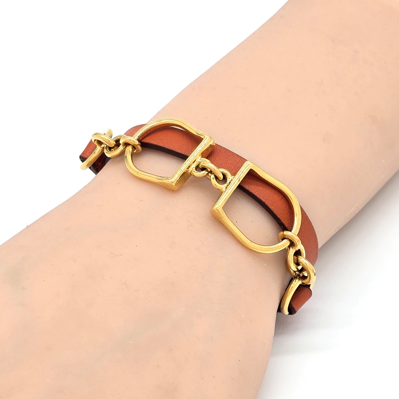 【美品】HERMES エルメス エトリエ ドゥブルトゥール レザーブレスレット HERMES エルメス レザーブレスレット エトリエ ドゥブルトゥール 2重