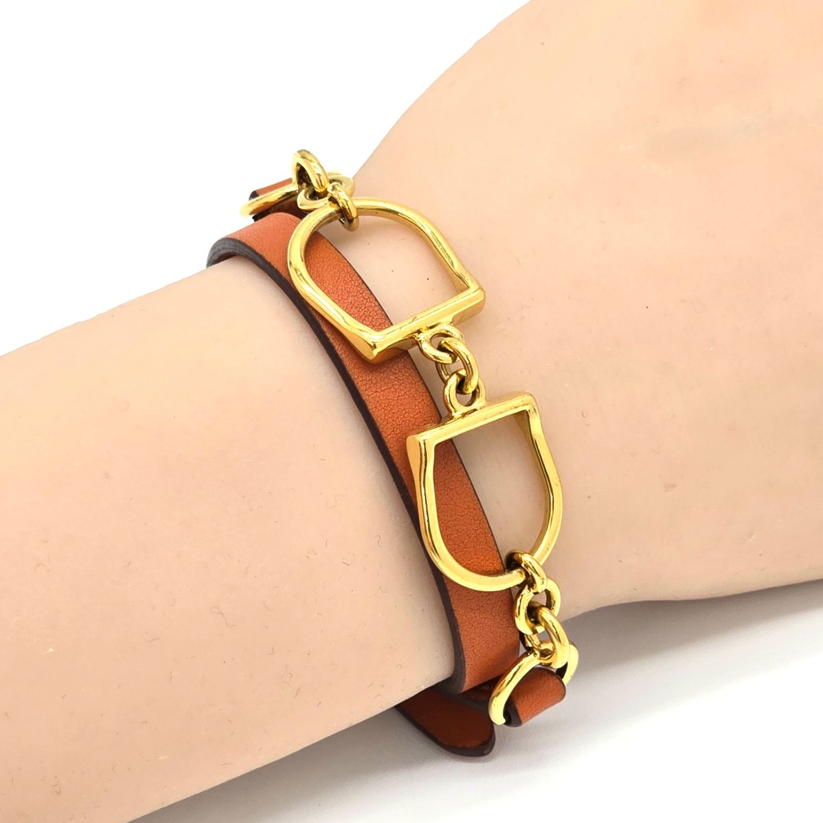 HERMES エルメス レザーブレスレット エトリエ ドゥブルトゥール 2重 