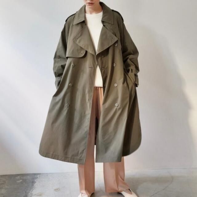 美品 スタニングルアー トレンチオーバーコート S カーキ 22SS 定価