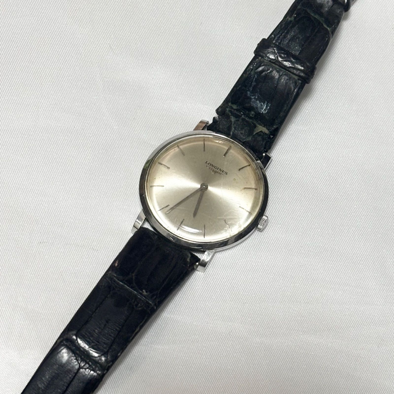 送料無料】LONGINES/ロンジン/手巻き腕時計/シルバー×ブラック/動作 