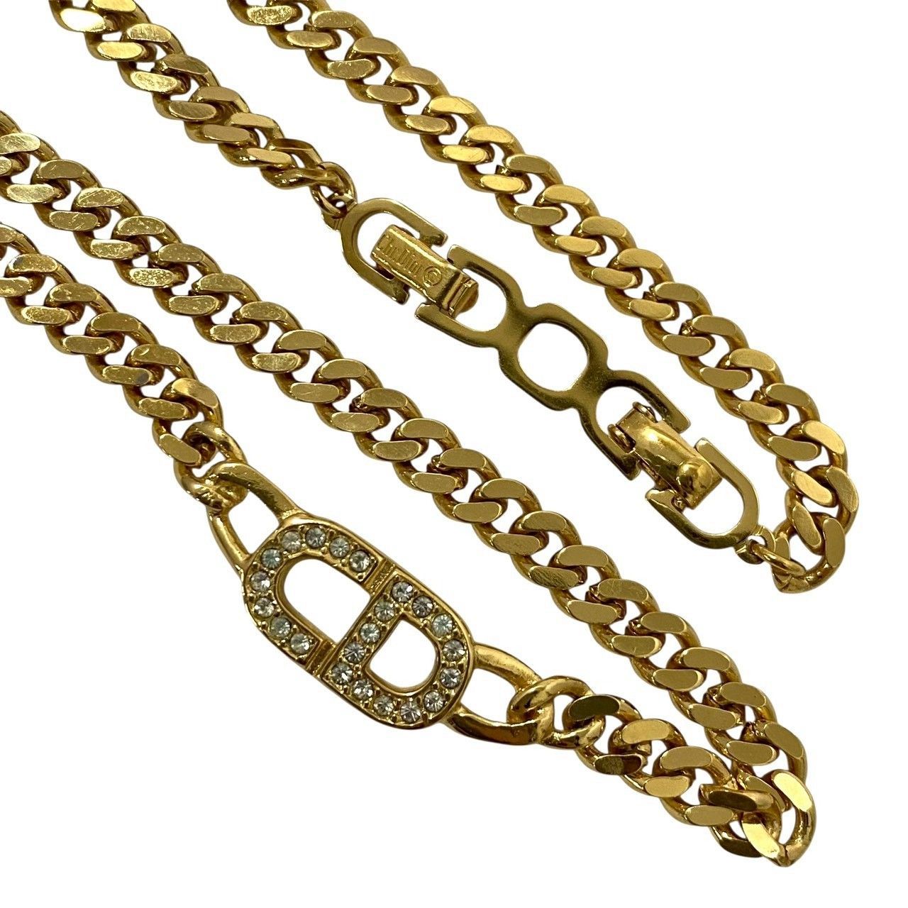 Dior】CDロゴ チェーン ネックレス ゴールド/金カラー ラインストーン