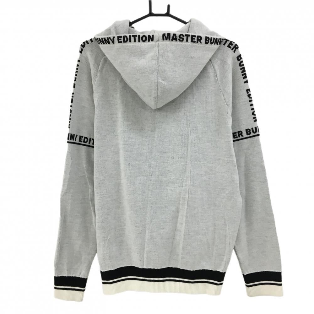 美品】マスターバニー ニットジップパーカー 白×黒 袖フードロゴ