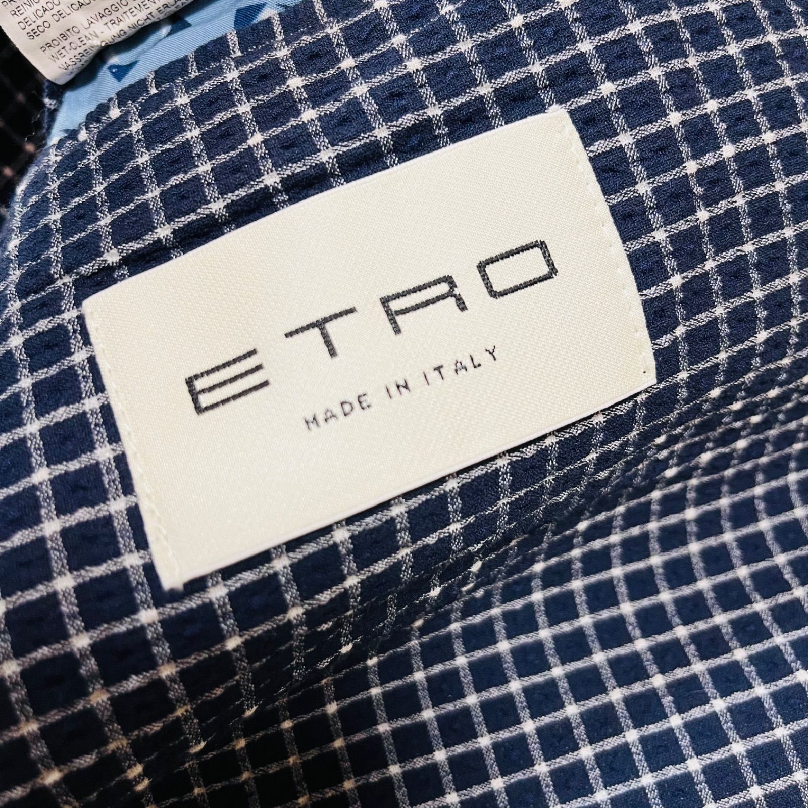 ETRO エトロ イタリア製 チェック柄 ストレッチコットン 2B テーラード 