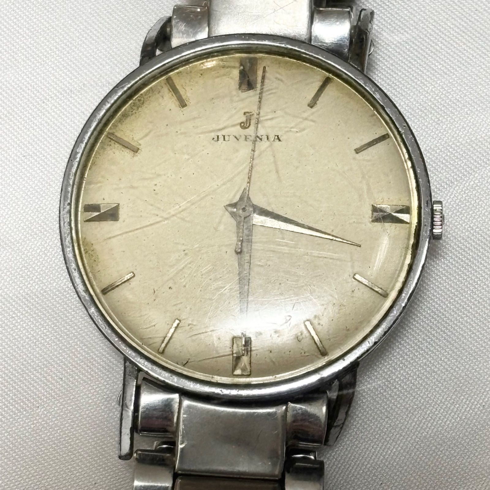 送料無料】Juvenia/ジュベニア/手巻き腕時計/アイボリー×シルバー/動作