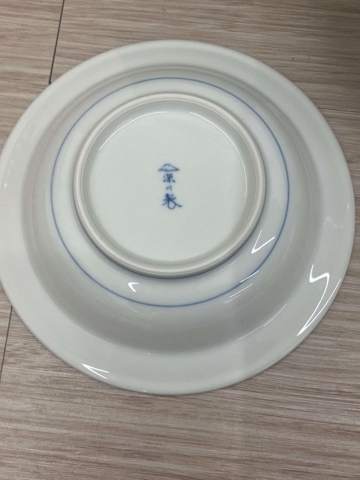 未使用】有田焼 深川製磁 藍ぼたん 深皿 5客揃 青い花柄 陶器製皿 食器