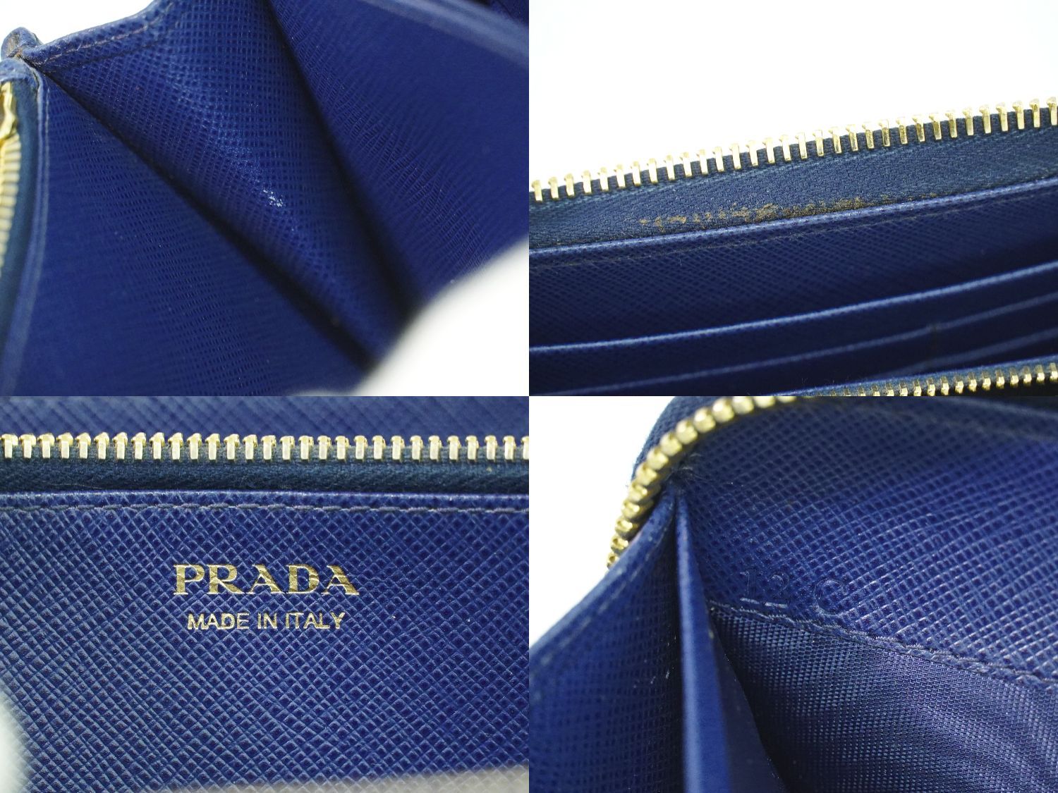 本物 プラダ PRADA リボン サフィアーノ レザー ラウンドファスナー 長 