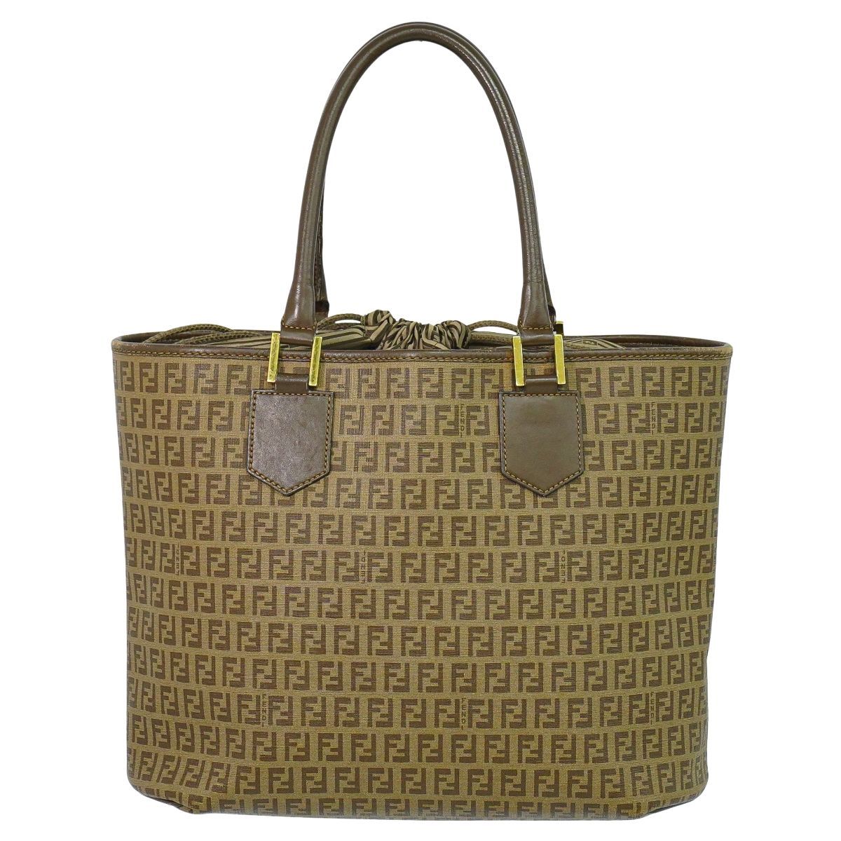 FENDI フェンディ 8BR665 ズッキーノ PVC×レザー トートバッグ 本物 フェンディ FENDI ズッキーノ トートバッグ ハンドバッグ PVC