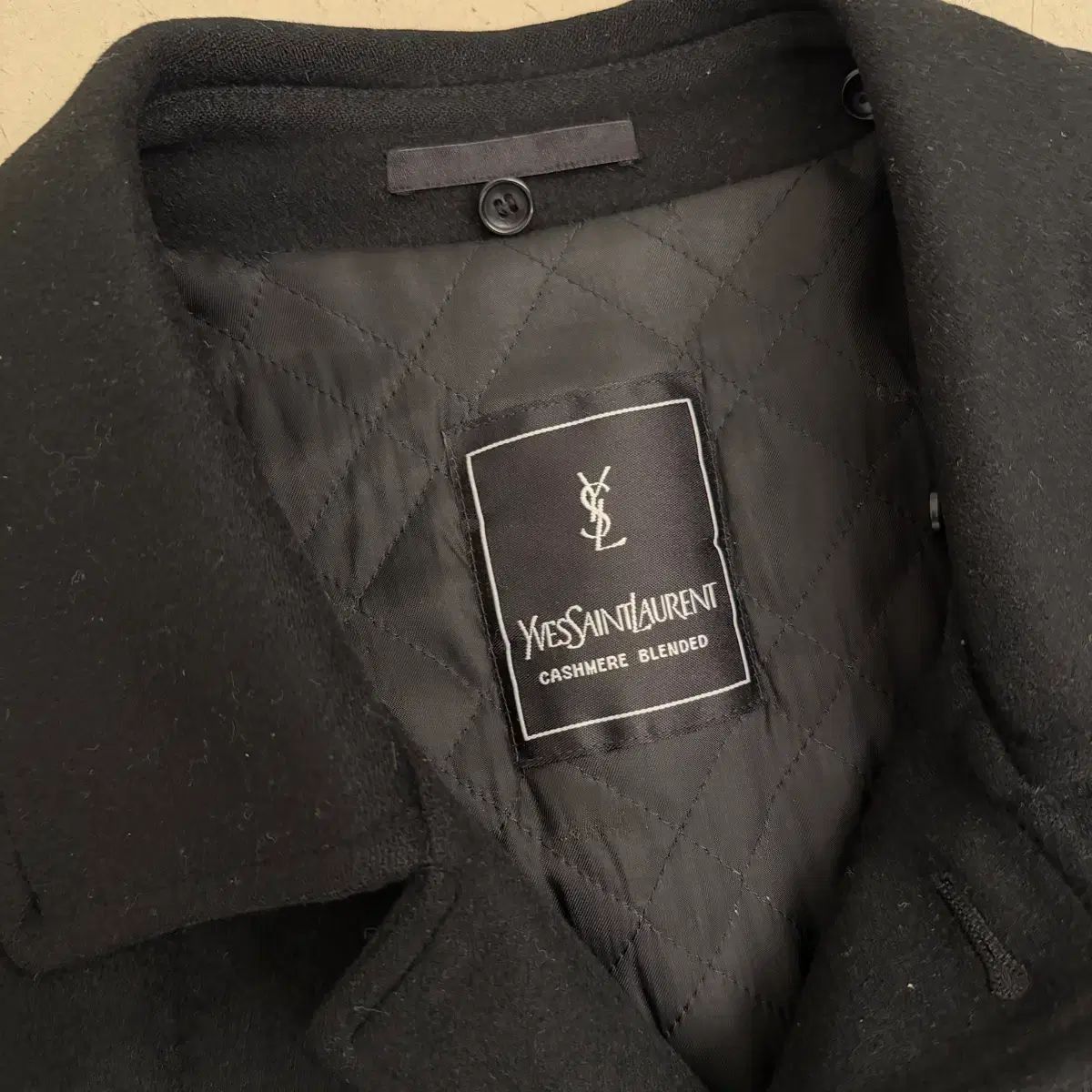 YVES SAINT LAURENT イヴ・サンローラン カシミア ハーフ コート