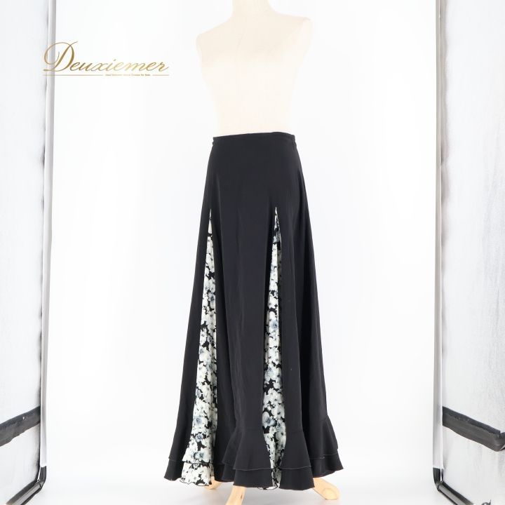 フラメンコスカート(ファルダ) 花柄(ペチコート)(オーダーメイド) フラメンコ 衣装 ファルダ スカート ペチコート レッスン 黒 花柄 薔薇