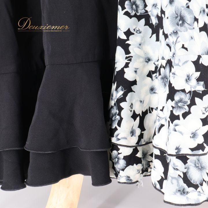 フラメンコ 衣装 ファルダ スカート 黒 グレー 花柄 かわいい 軽い