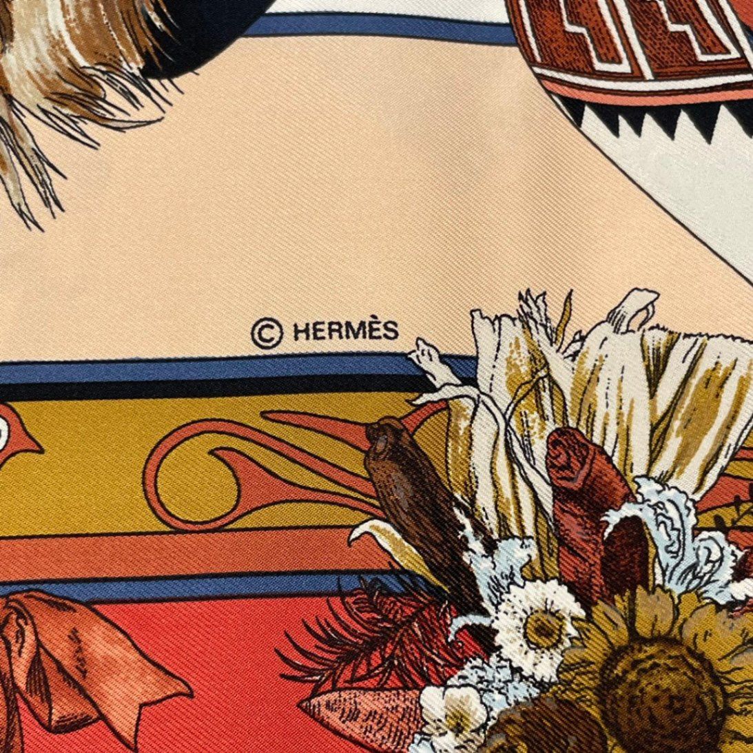 極美品 HERMES エルメス スカーフ シルク カレ90 Kachinas カチナ 民族