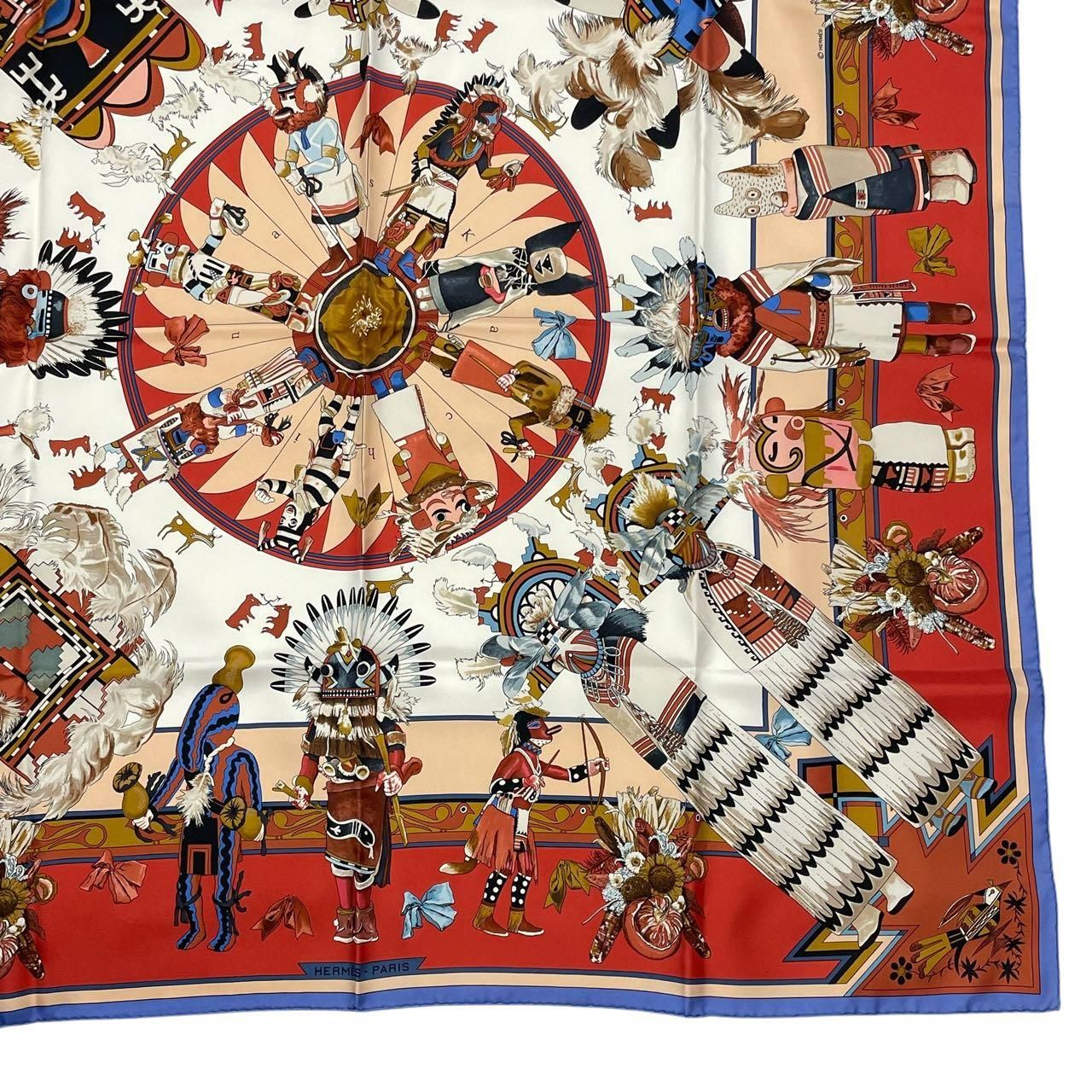 極美品 HERMES エルメス スカーフ シルク カレ90 Kachinas カチナ 民族