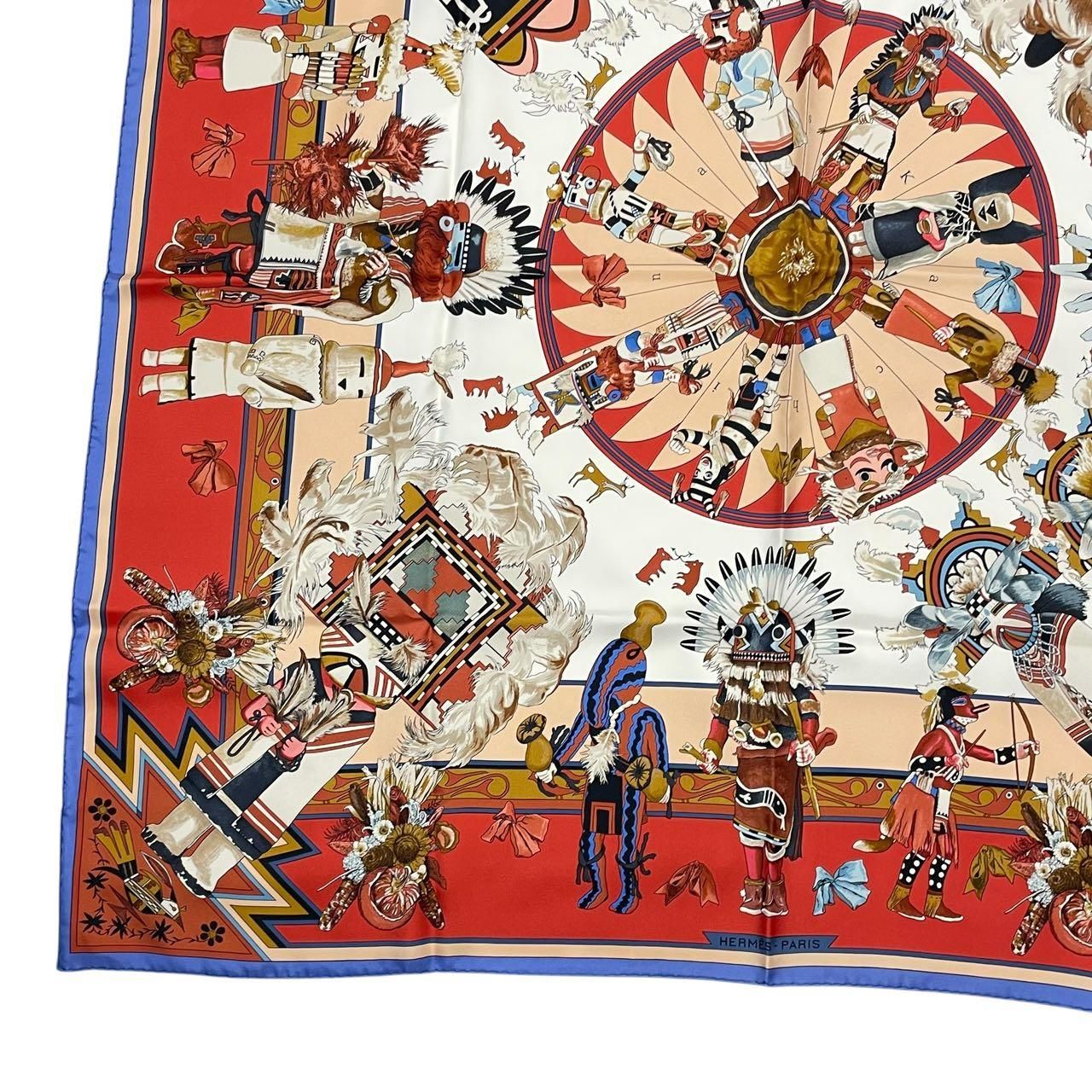 極美品❣️ HERMES エルメス スカーフ カレ90 Kachinas カチナ 極美品 HERMES エルメス スカーフ シルク カレ90 Kachinas カチナ 民族