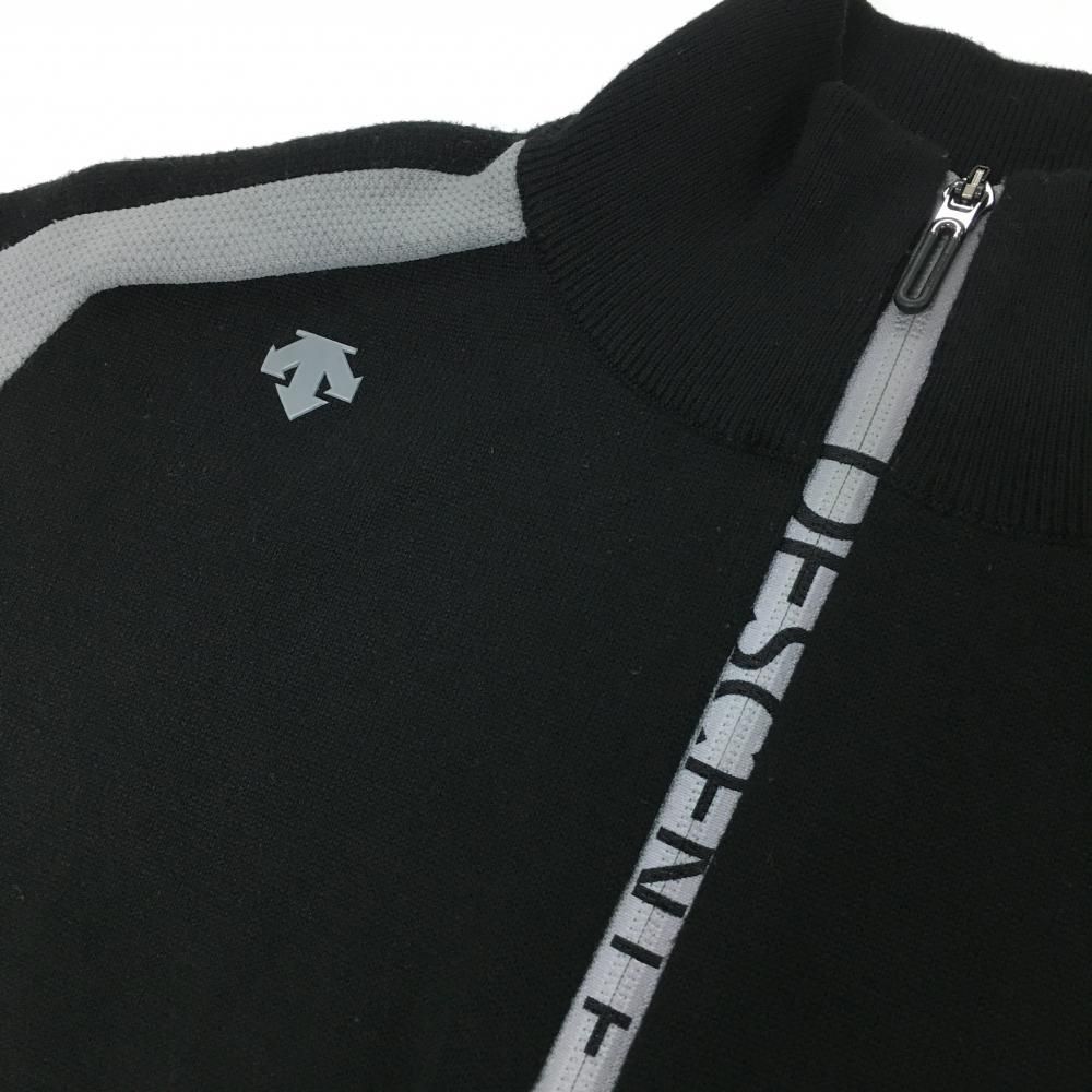 美品】デサントゴルフ ハイネックセーター 黒×グレー ハーフジップロゴ