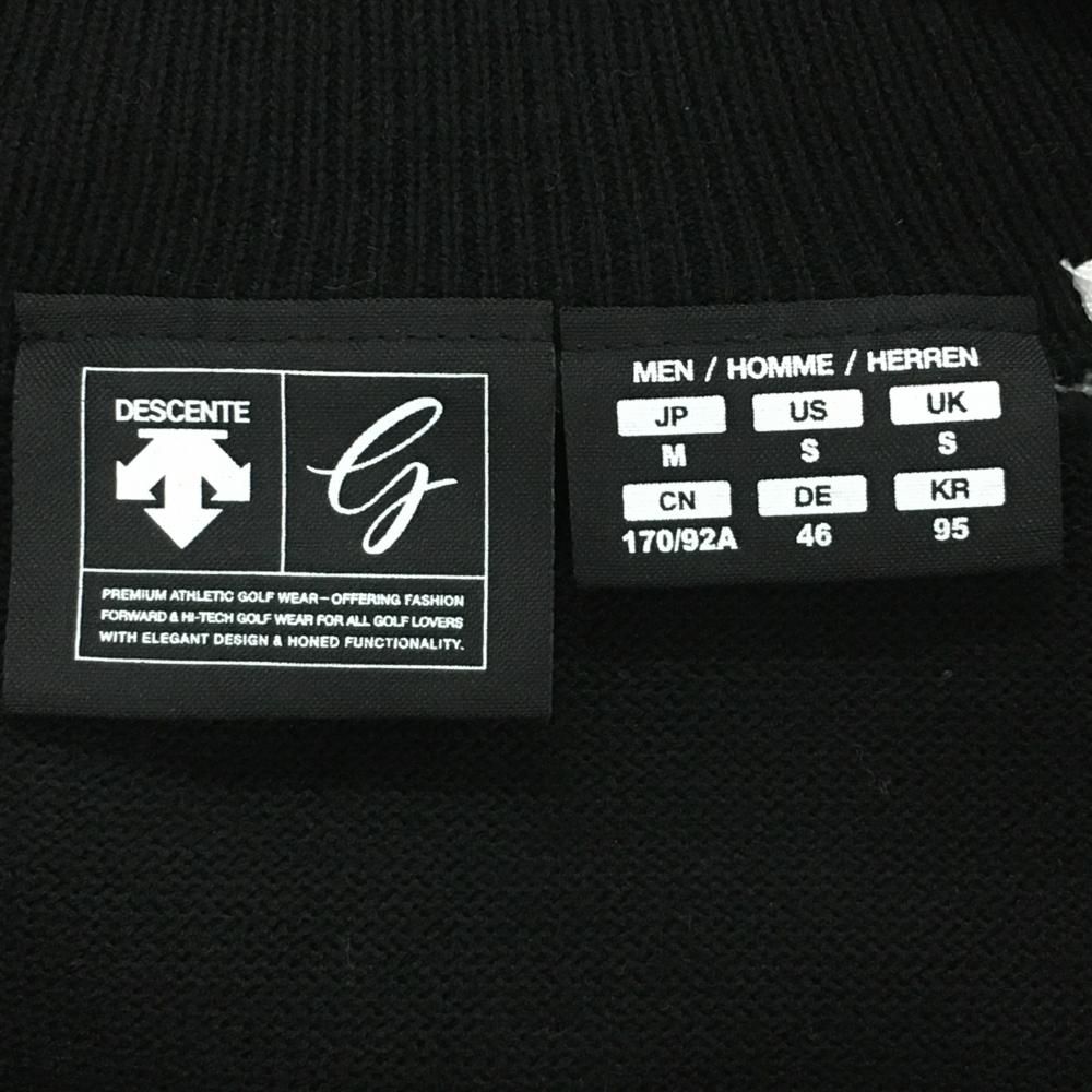 美品】デサントゴルフ ハイネックセーター 黒×グレー ハーフジップロゴ