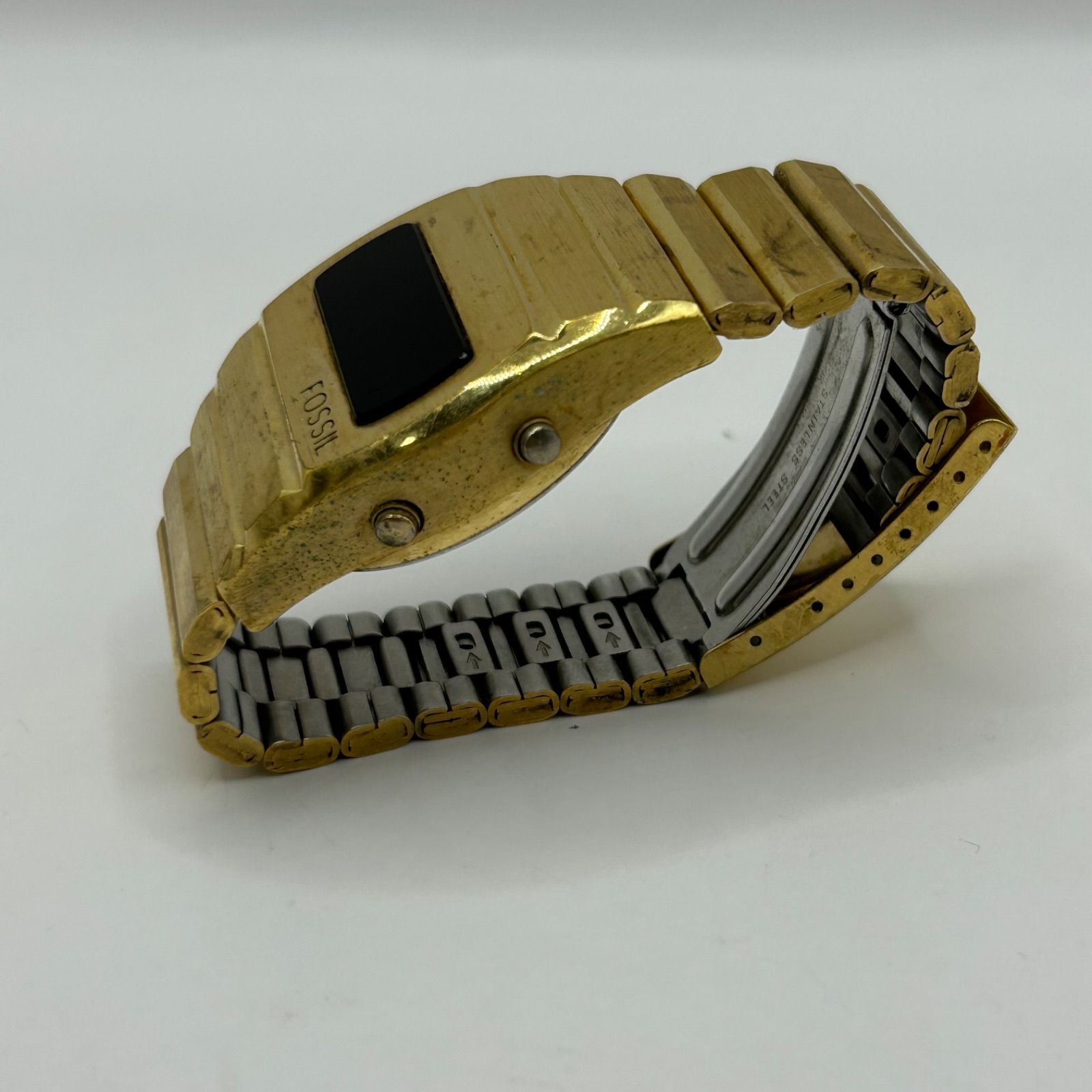 動作未確認 FOSSIL フォッシル 2002 JR-7789 デジタル時計 ゴールド 